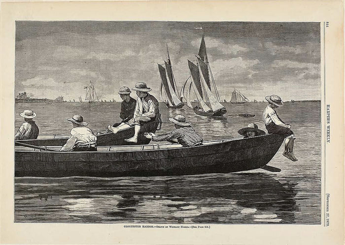 Gloucester Harbor: Winslow Homer (American, 1836-1910),16x12