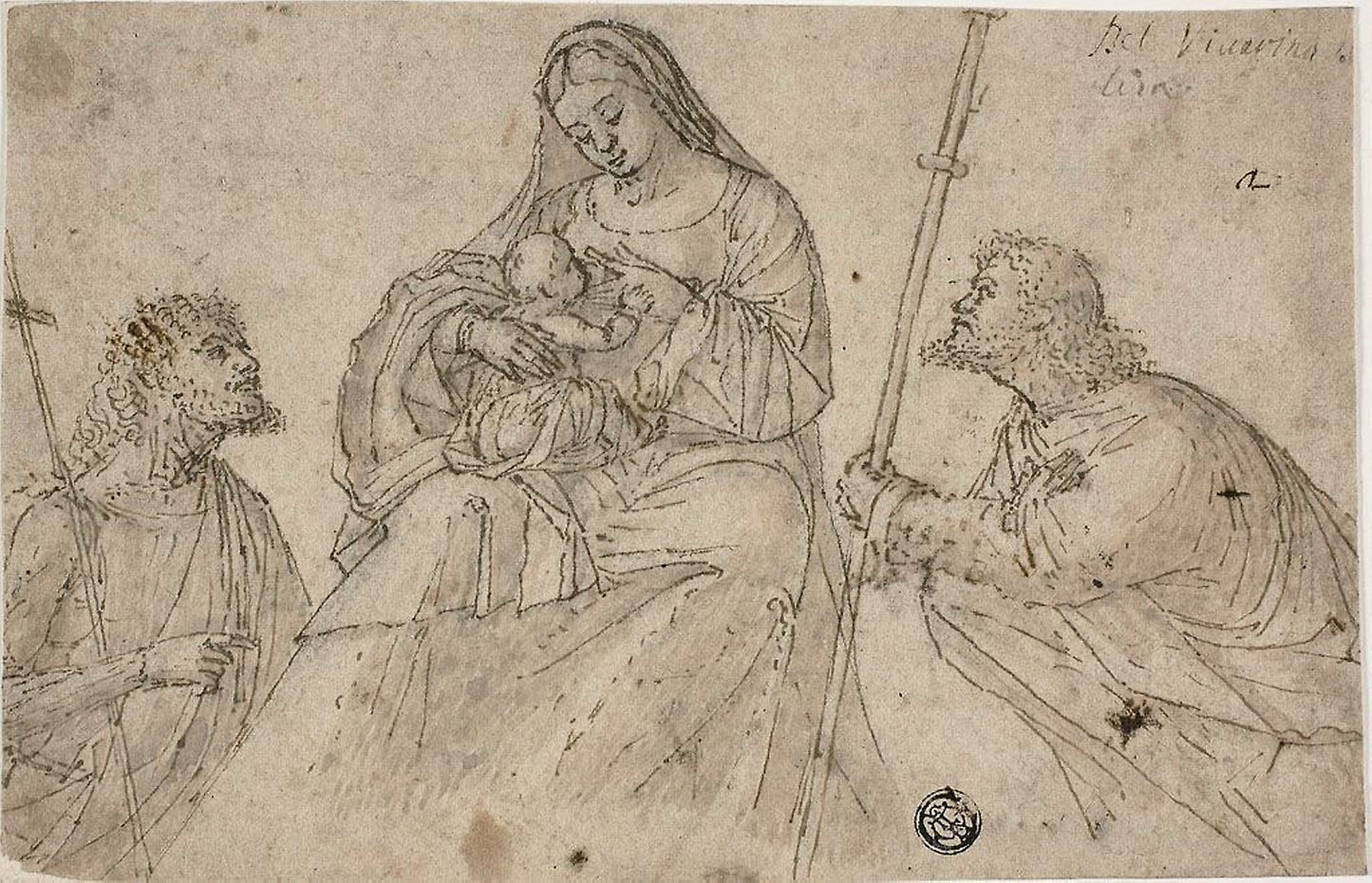 Virgin and Child with Saints John the Baptist and Roch -  Attributed to Benedetto Carpaccio,  Poster Print Wall Art