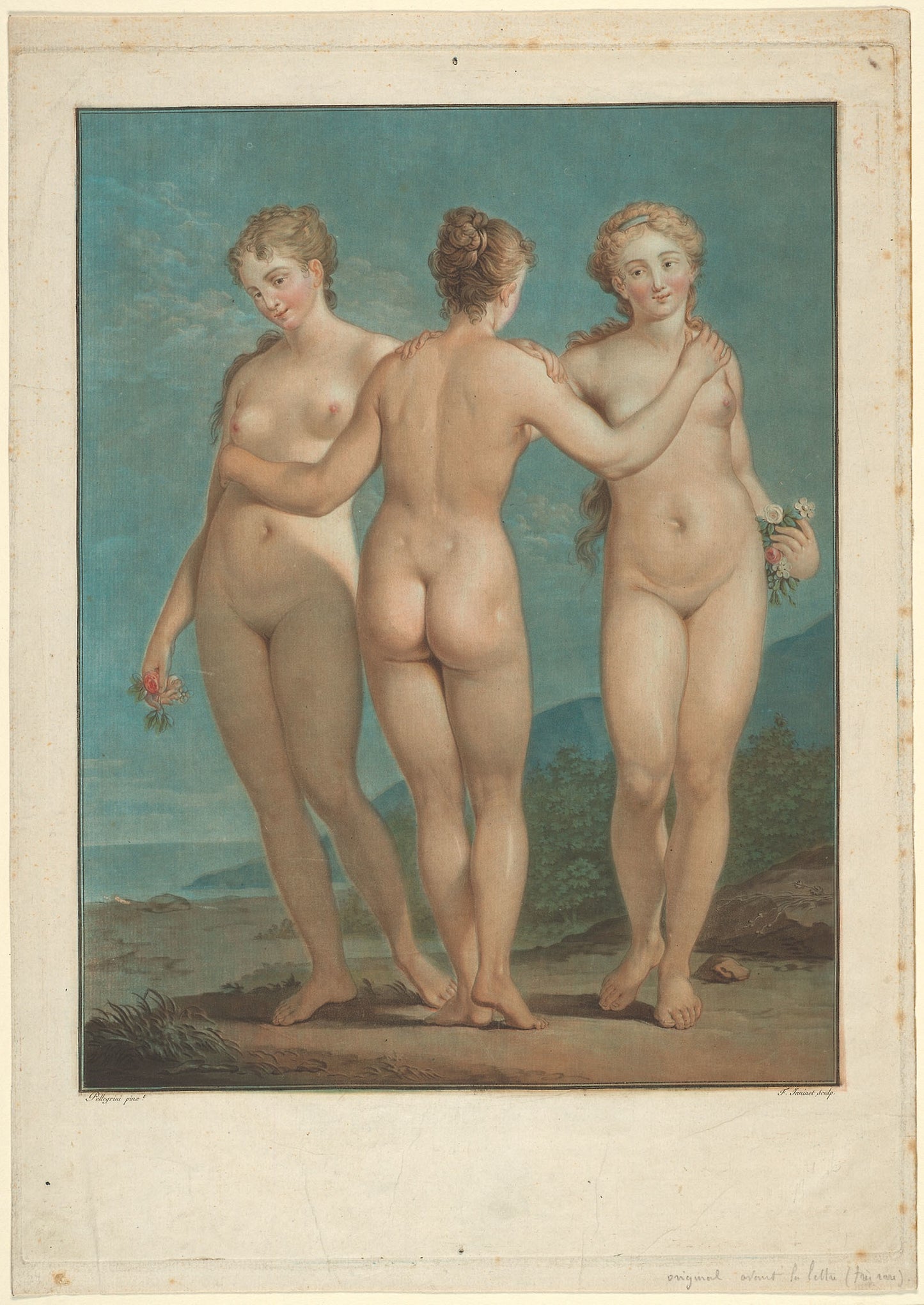 The Three Graces -  Jean Francois Janinet,  Poster Print Wall Art