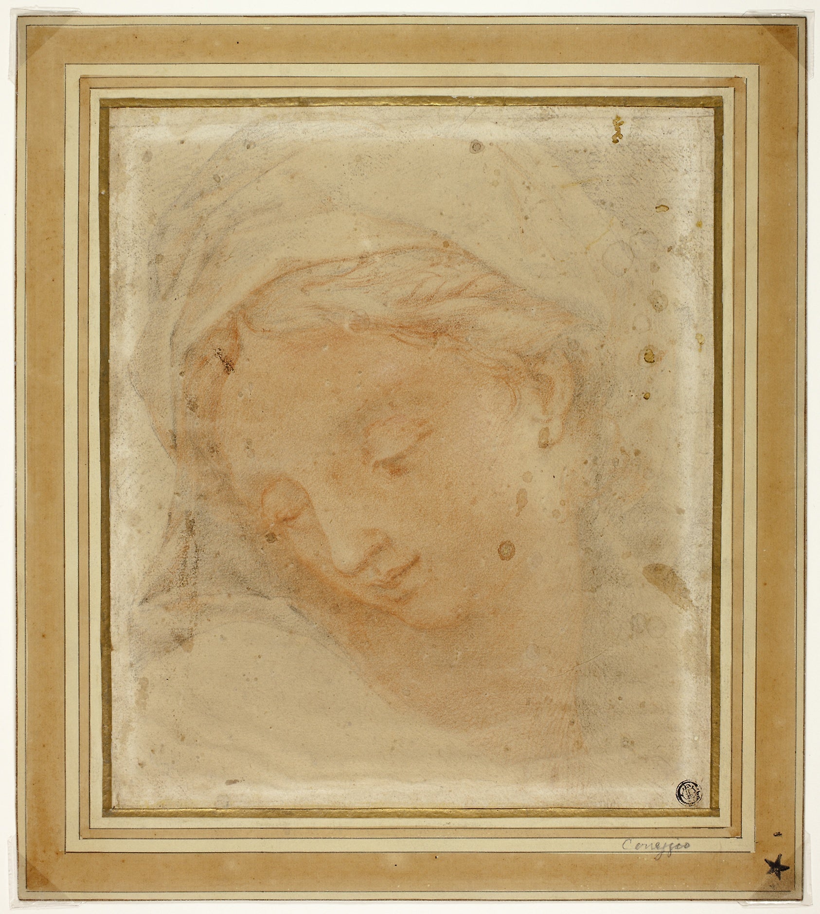 Woman's Head: Attributed to Giovanni Battista Vanni (Italian, 1599-1660),16x12"(A3) Poster