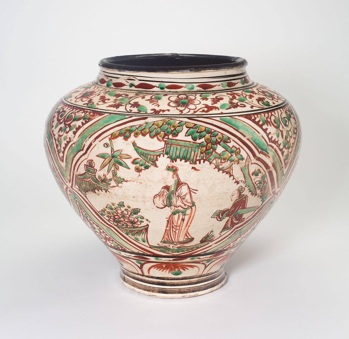 Jar with Figures in Garden Scenes -  China,  Poster Print Wall Art