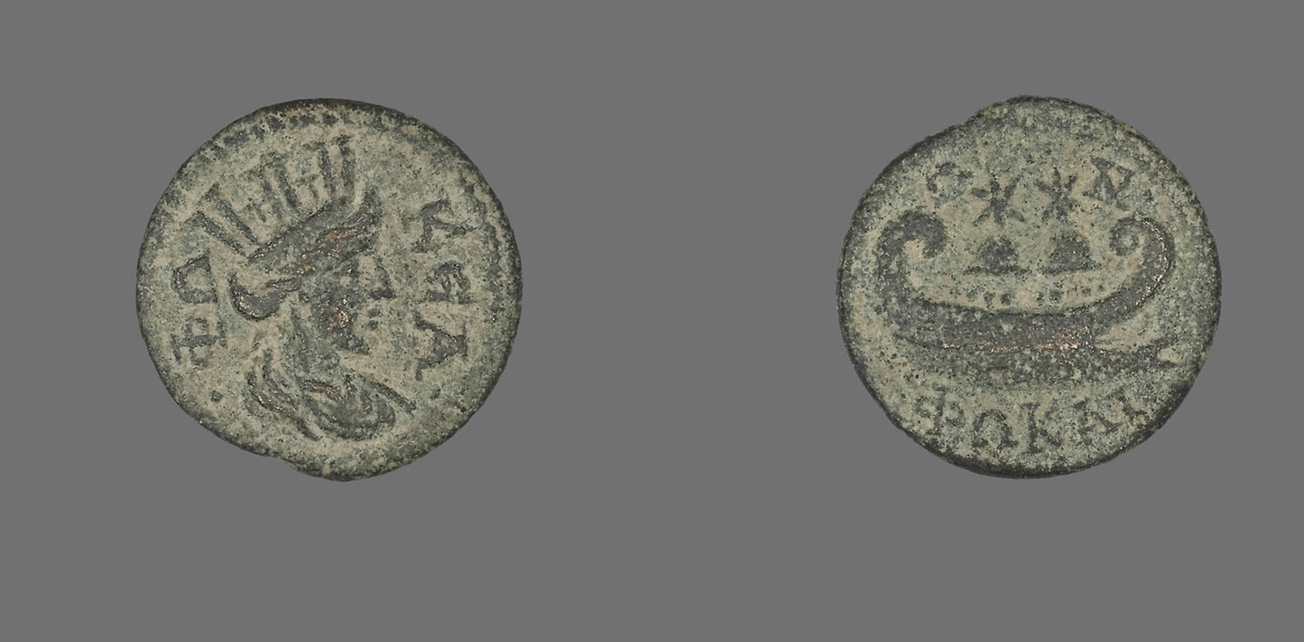 Coin Depicting the Goddess Tyche -  Roman, minted in Phokaia, Ionia,  Poster Print Wall Art