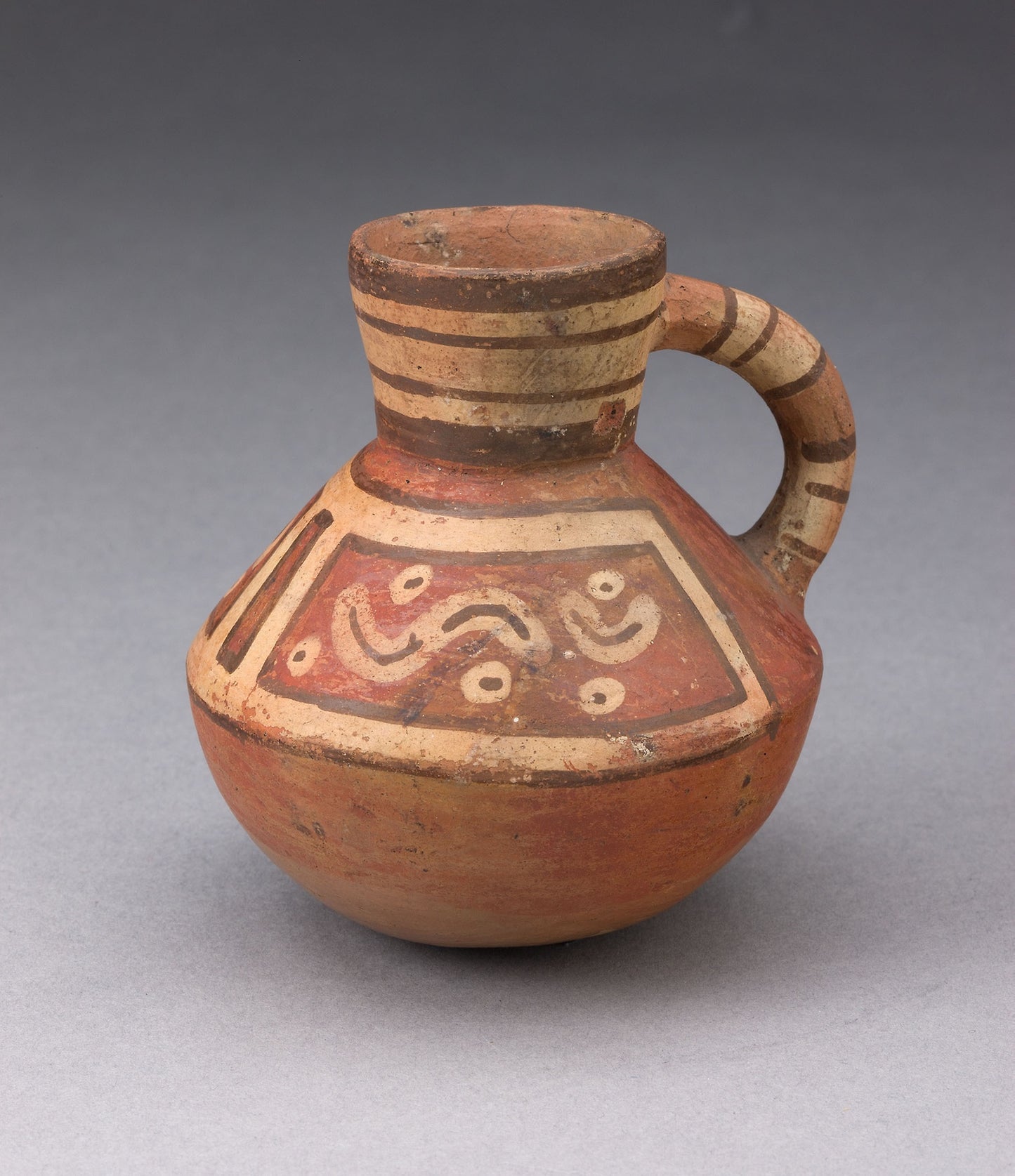 Miniature Handled Bottle with Abstract Motifs -  Tiwanaku-Wari,  Poster Print Wall Art