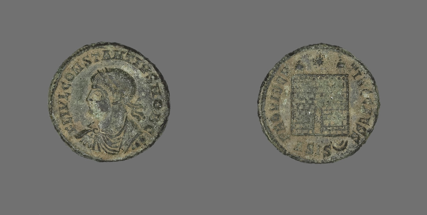 Coin Portraying the Emperor Constantius I -  Roman,  Poster Print Wall Art