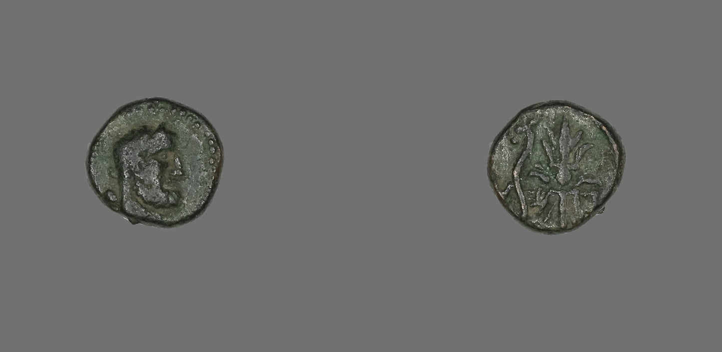 Coin Depicting a Bearded Head -  Greek,  Poster Print Wall Art