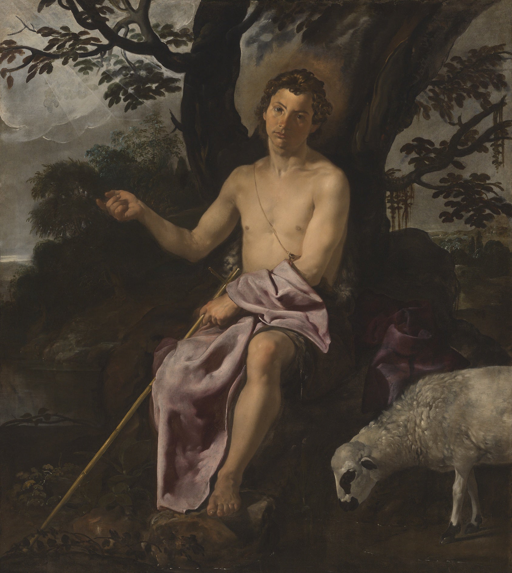 Saint John the Baptist in the Wilderness: Attributed to Diego Velázquez,16x12"(A3) Poster