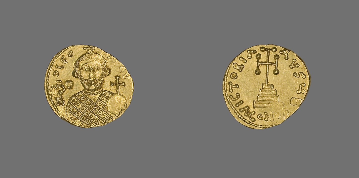 Solidus (Coin) of Leontius -  Byzantine, minted in Constantinople,  Poster Print Wall Art