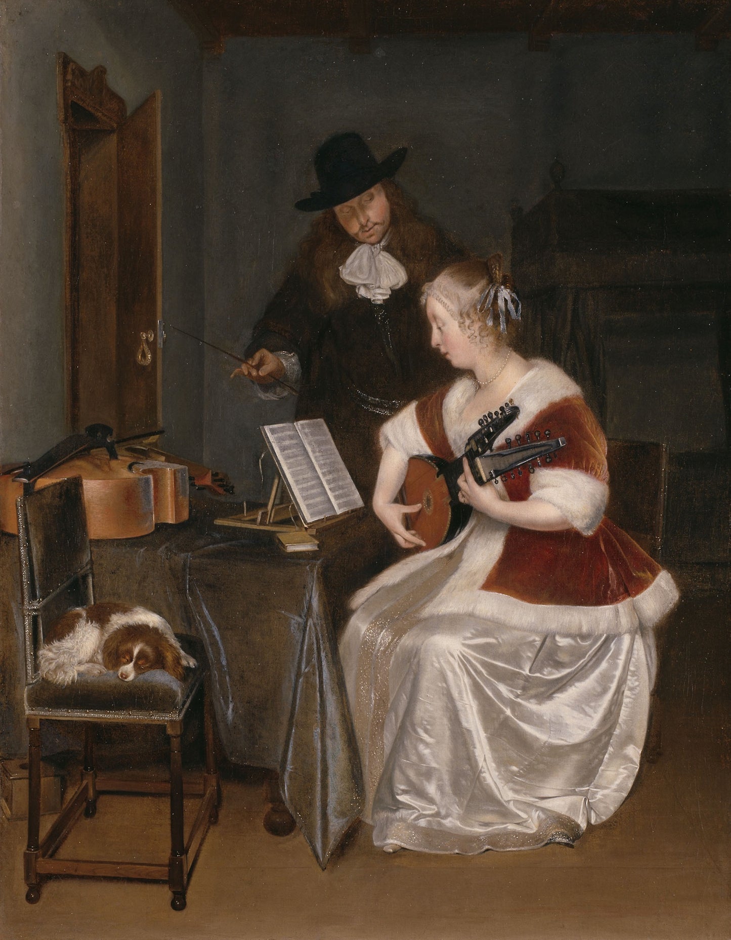 The Music Lesson: Gerard ter Borch,16x12"(A3) Poster