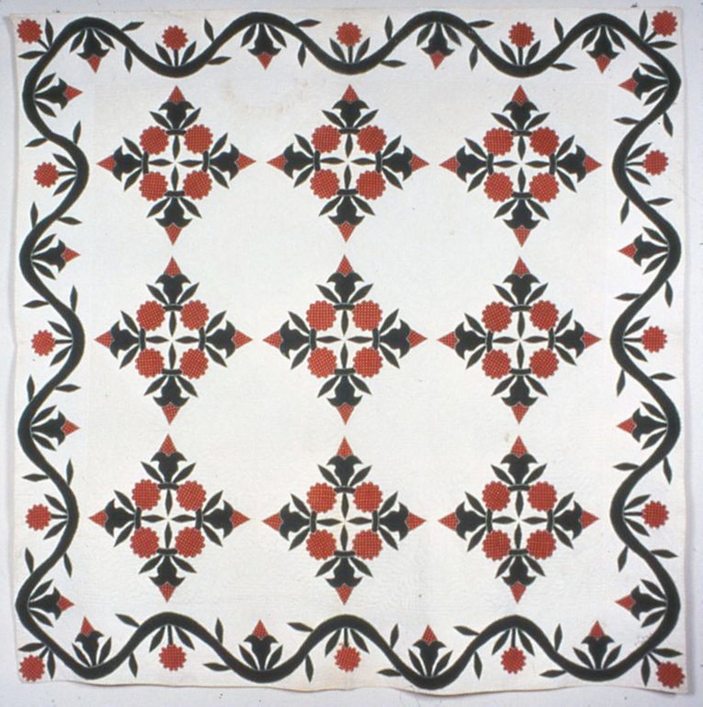 Bedcover (A Wreath of Roses Quilt) -  Sarah (née Henry) Slane (American, 1825–1923),  Poster Print Wall Art