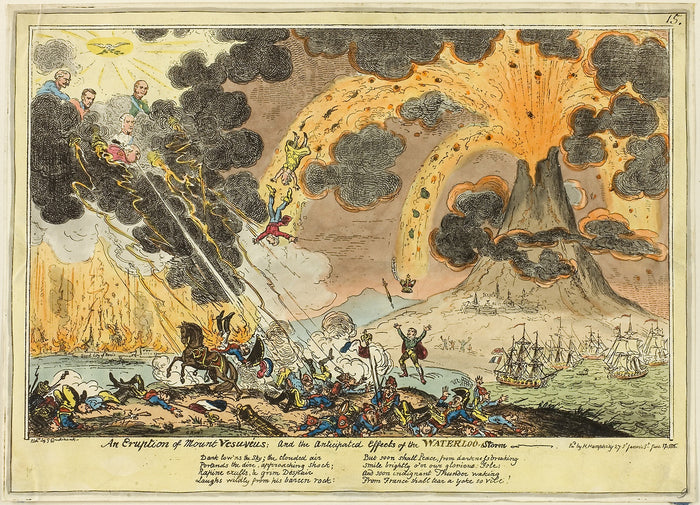 An Eruption of Mount Vesuvius: George Cruikshank (English, 1792-1878),16x12