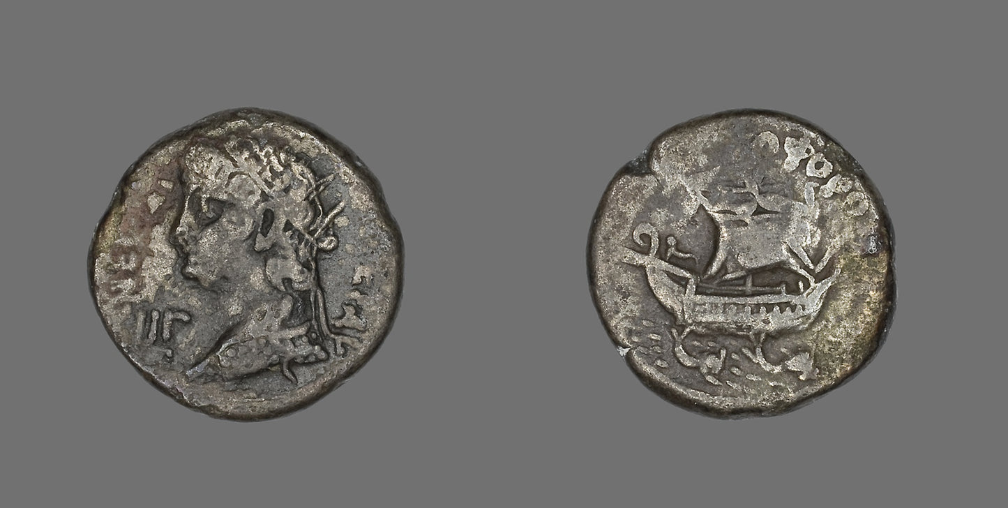Coin Portraying Emperor Nero -  Roman, minted in Alexandria, Egypt,  Poster Print Wall Art