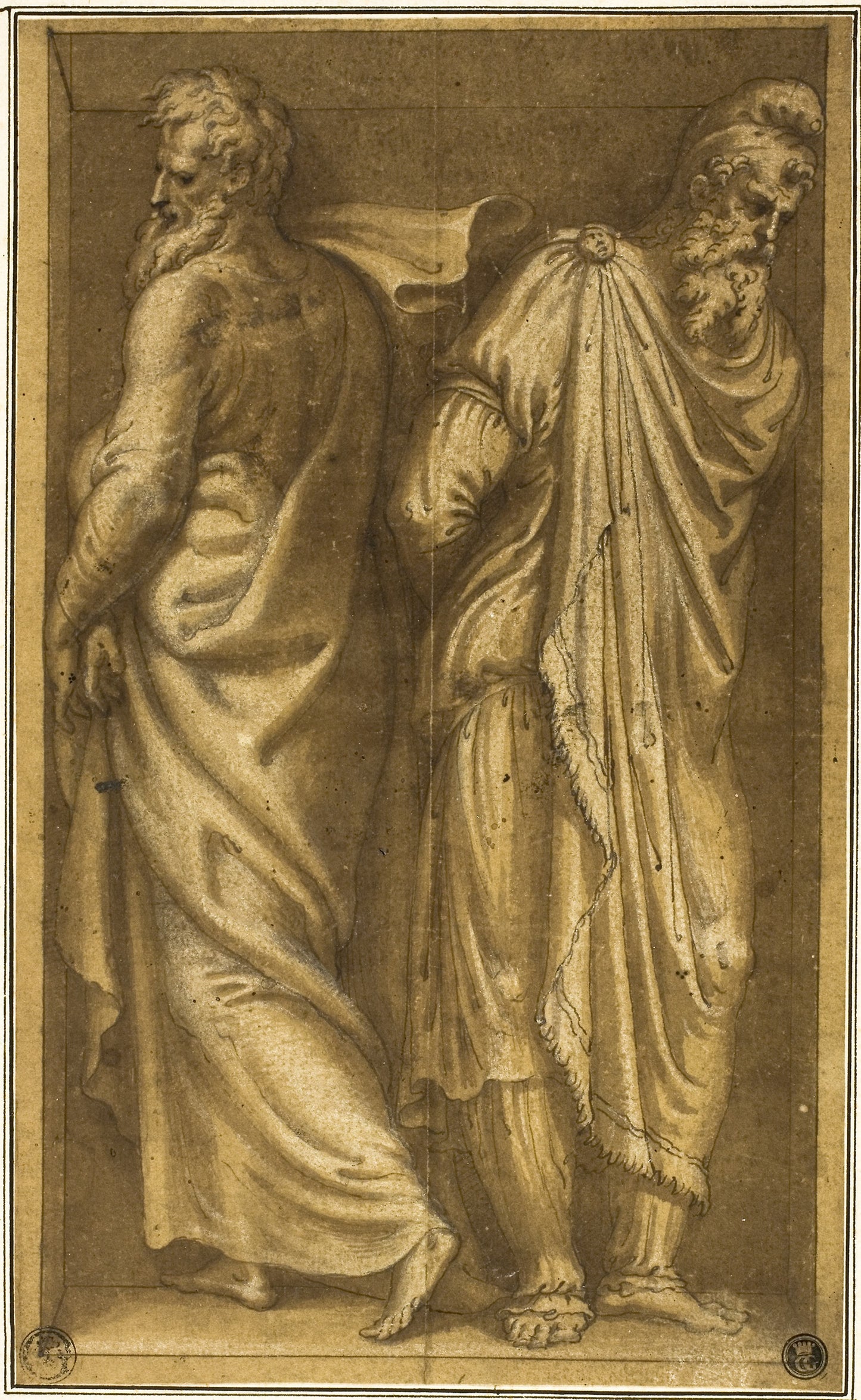 Two Standing Prisoners in a Niche -  Bernardino Campi,  Poster Print Wall Art