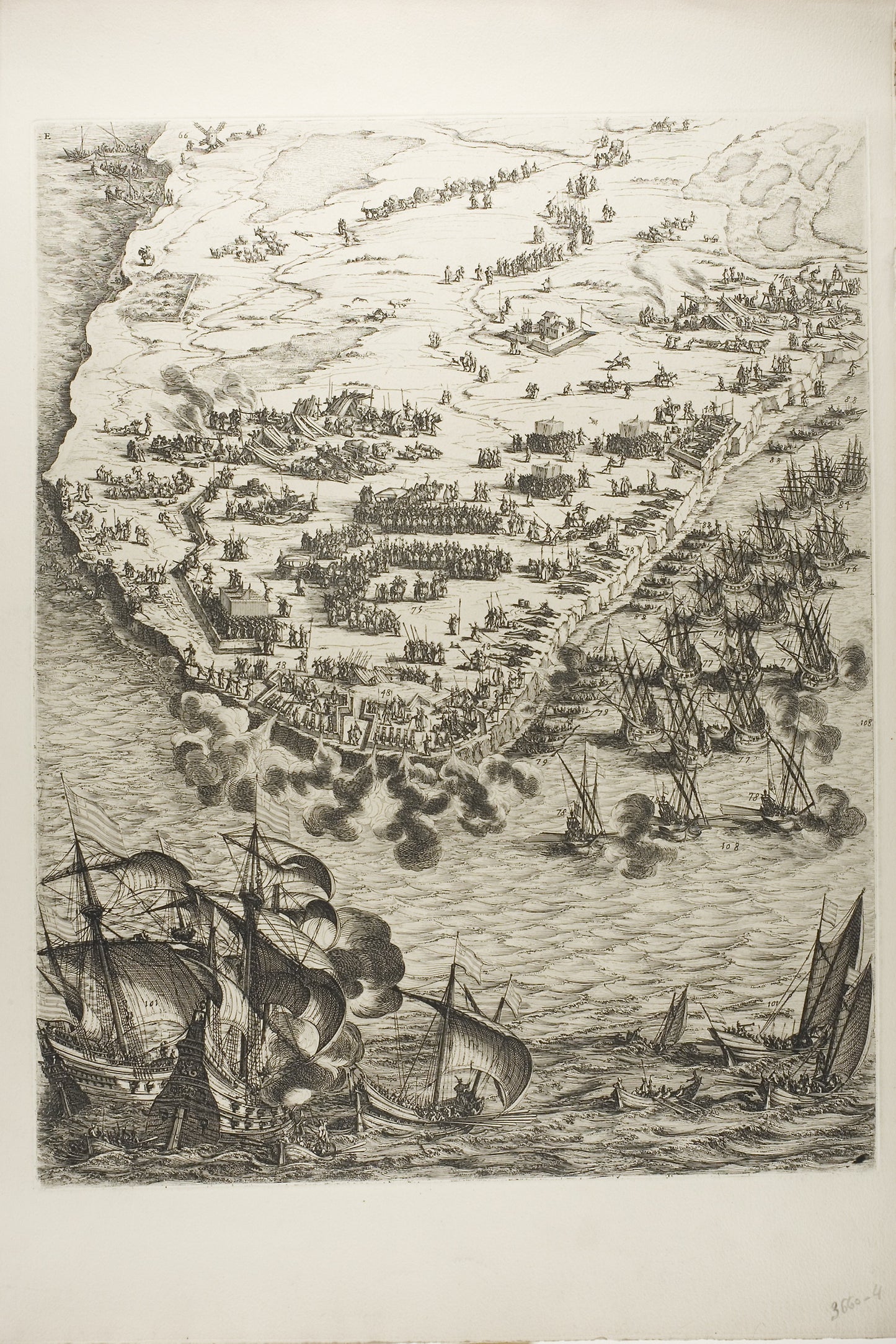 Plate Four from La Siège de la Rochelle -  Jacques Callot (French, 1592-1635),  Poster Print Wall Art