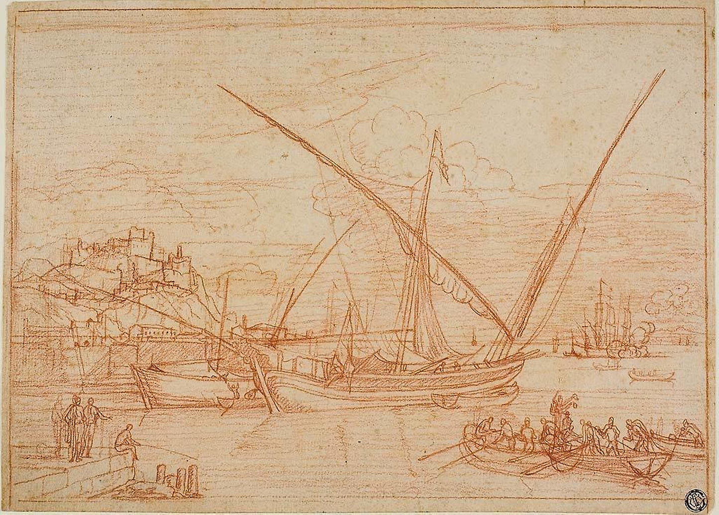 View of a Port -  Ships in a Harbor -  Adrien Manglard,  Poster Print Wall Art