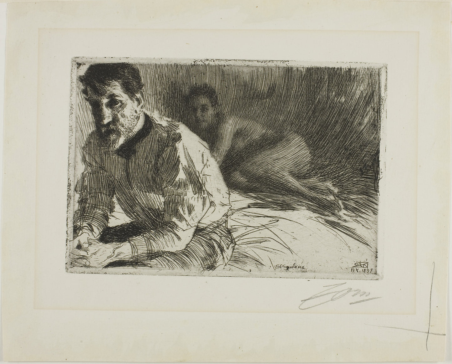 Augustus Saint-Gaudens II (Saint-Gaudens and His Model) -  Anders Zorn,  Poster Print Wall Art