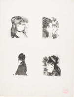 Four Heads of Women: Edgar Degas,16x12"(A3) Poster