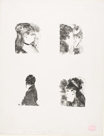 Four Heads of Women: Edgar Degas,16x12"(A3) Poster