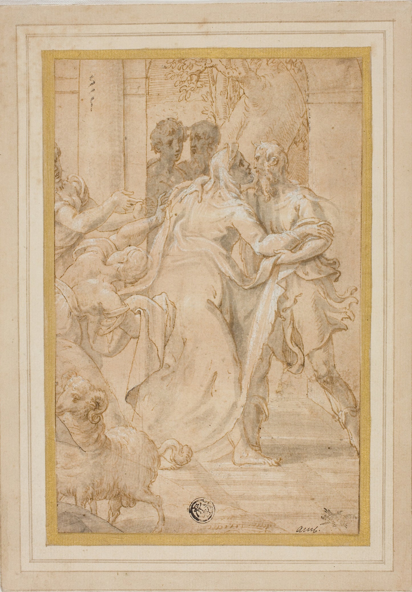 The Meeting of Joachim and Anna at the Golden Gate -  Girolamo Mazzola Bedoli,  Poster Print Wall Art
