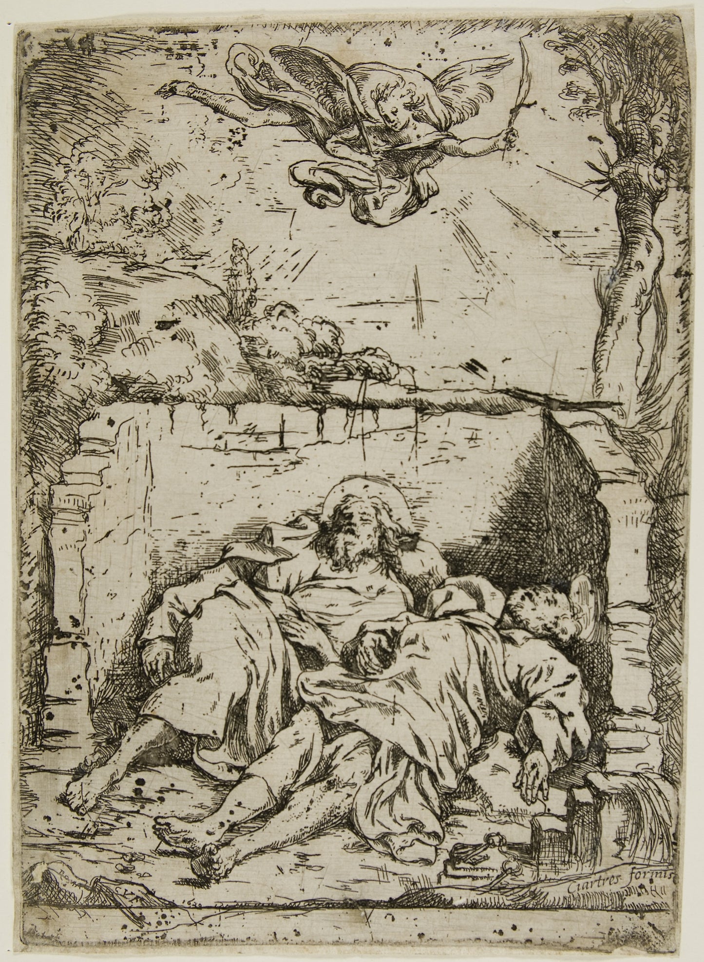 The Bodies of Saints Peter and Paul in the Same Sepulcher -  Claude Vignon,  Poster Print Wall Art