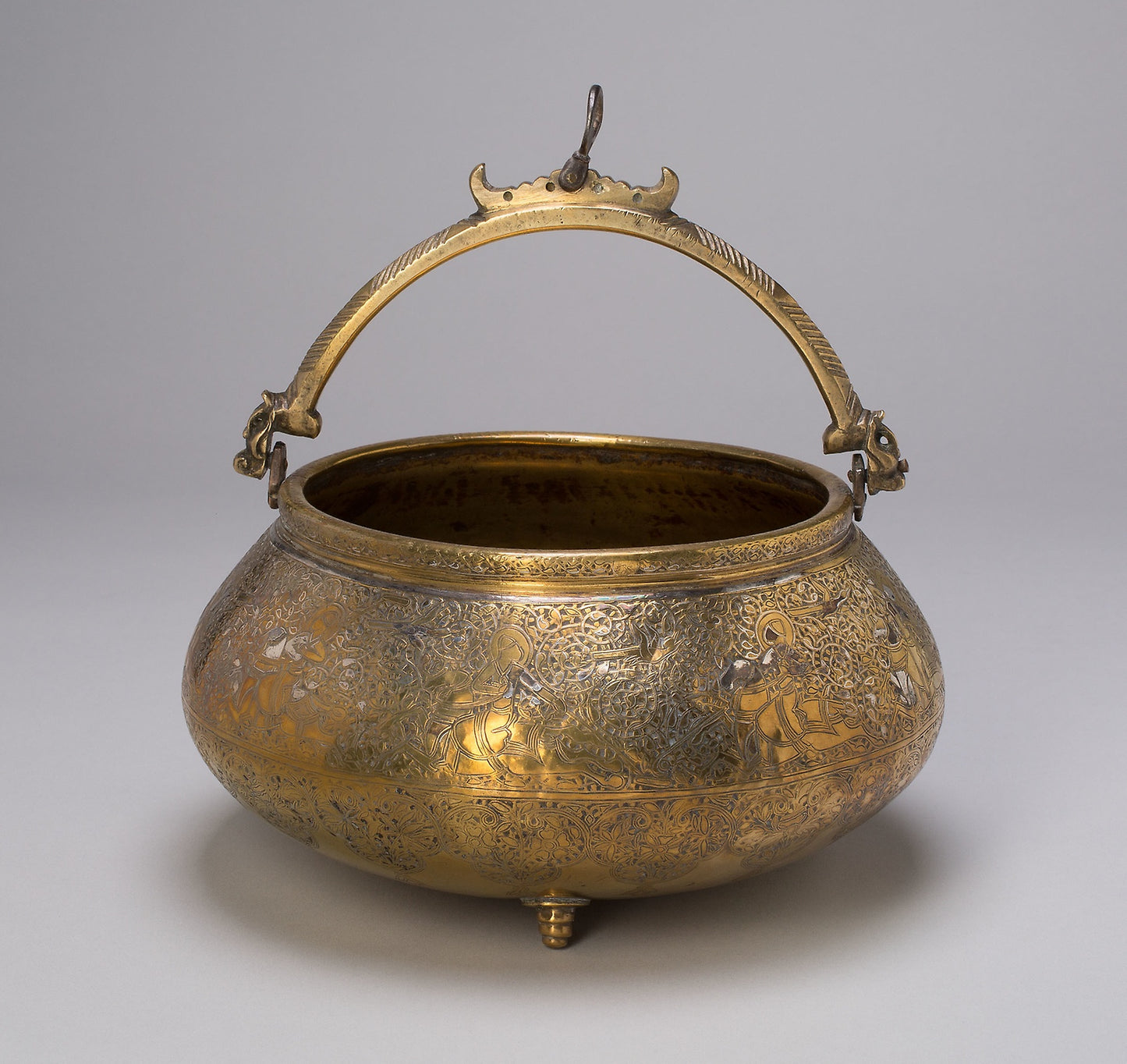 Bowl (Tas) with Attached Handles, Decorated with Horsemen and Solar Motif -  Iran,  Poster Print Wall Art