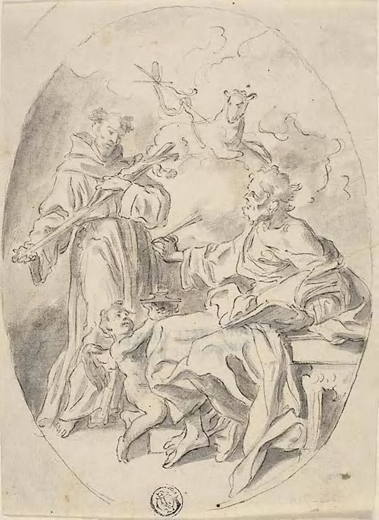 Saints Luke and Dominic -  School of Francesco Solimena,  Poster Print Wall Art