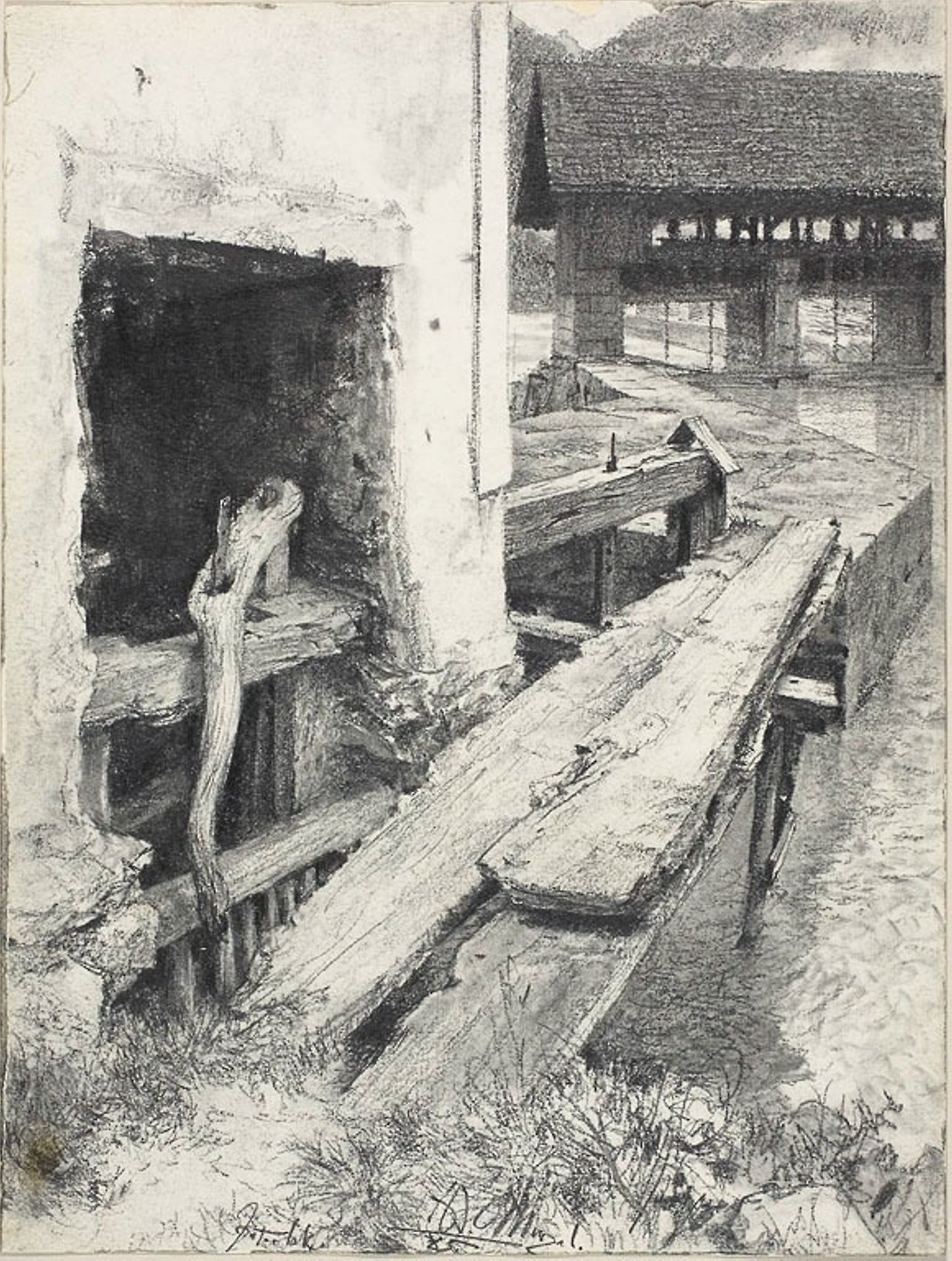 Sluice: Adolph Menzel, Poster Print Wall Art