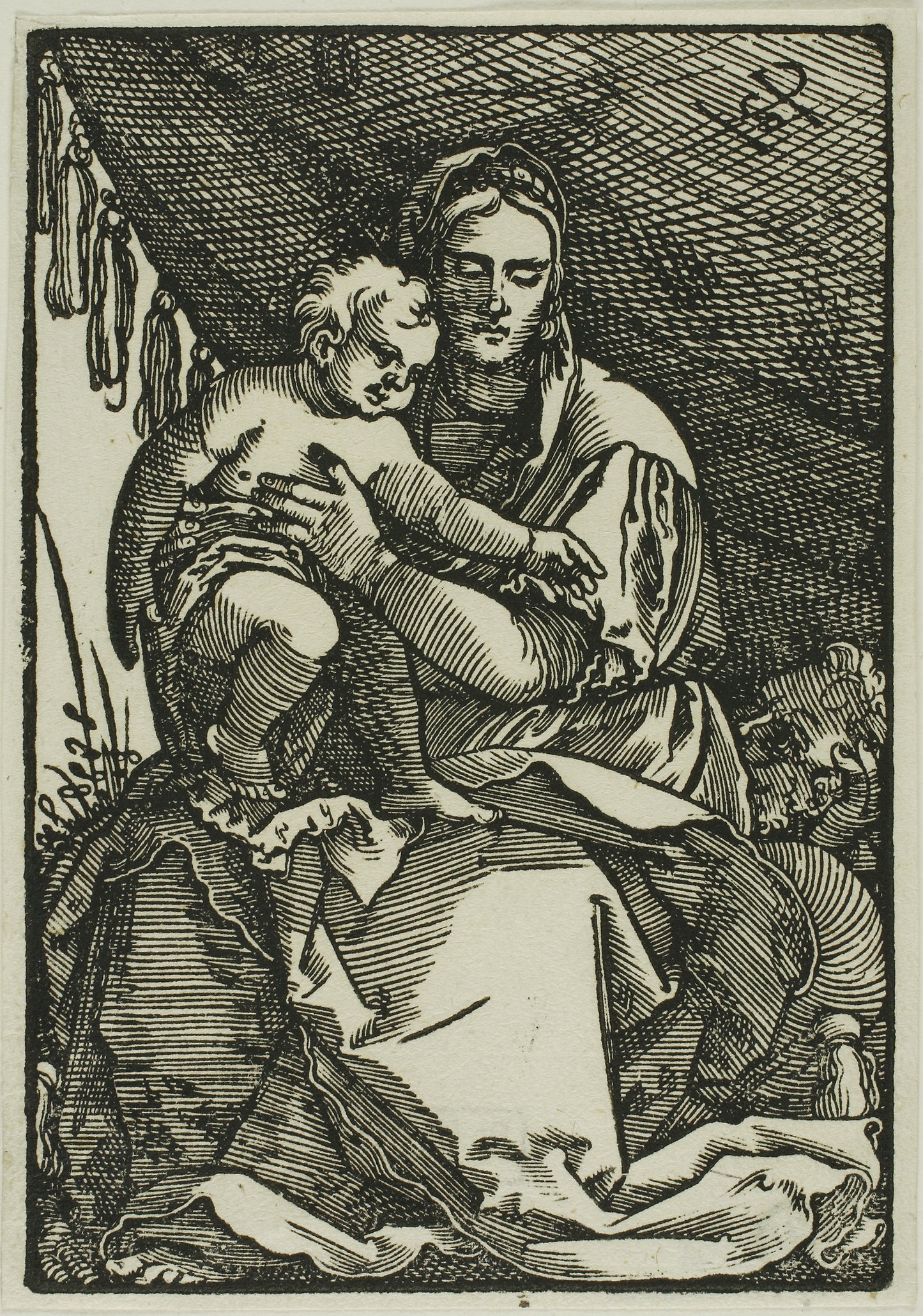 The Holy Family Under the Canopy -  Sebald Beham,  Poster Print Wall Art