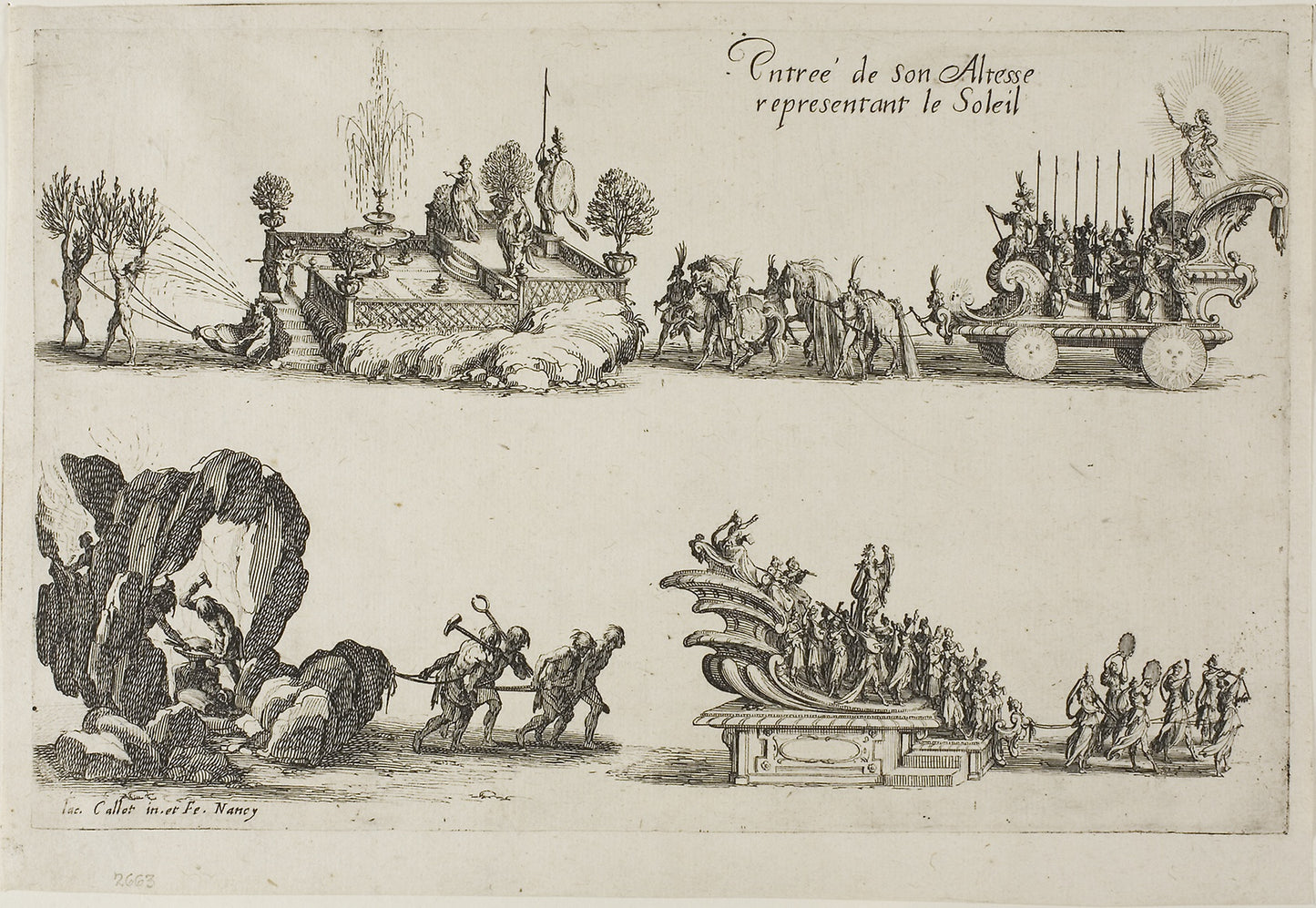 Entry of His Highness, Representing the Sun, from The Combat at the Barrier -  Jacques Callot,  Poster Print Wall Art