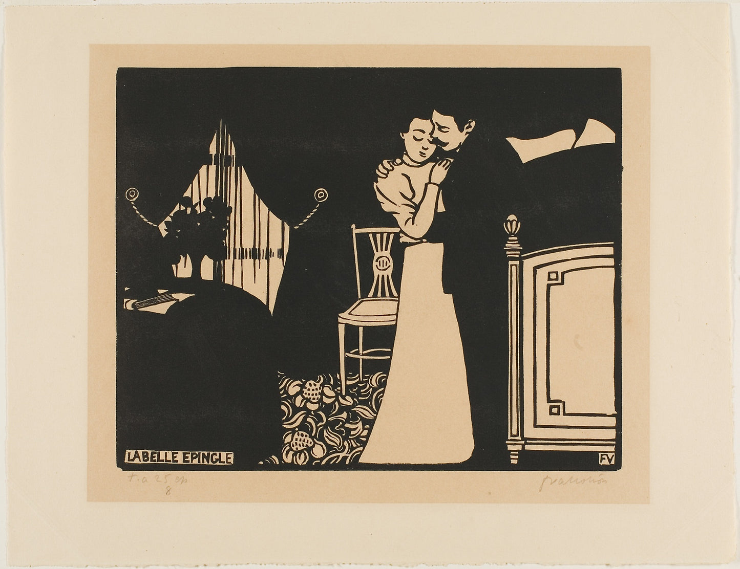 The Fine Pin, plate three from Intimacies -  Félix Edouard Vallotton (French, born Switzerland, 1865-1925),  Poster Print Wall Art