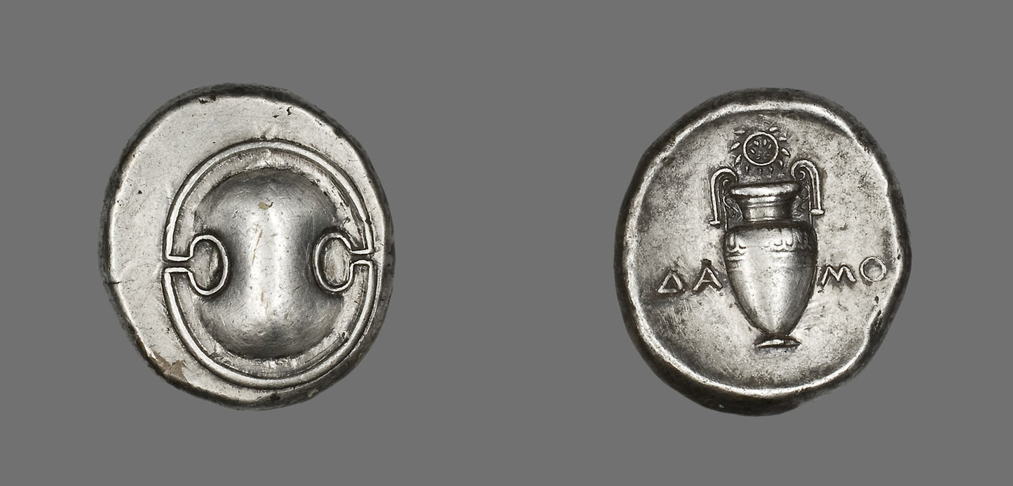 Stater (Coin) Depicting a Shield -  Greek; minted in Thebes,  Poster Print Wall Art