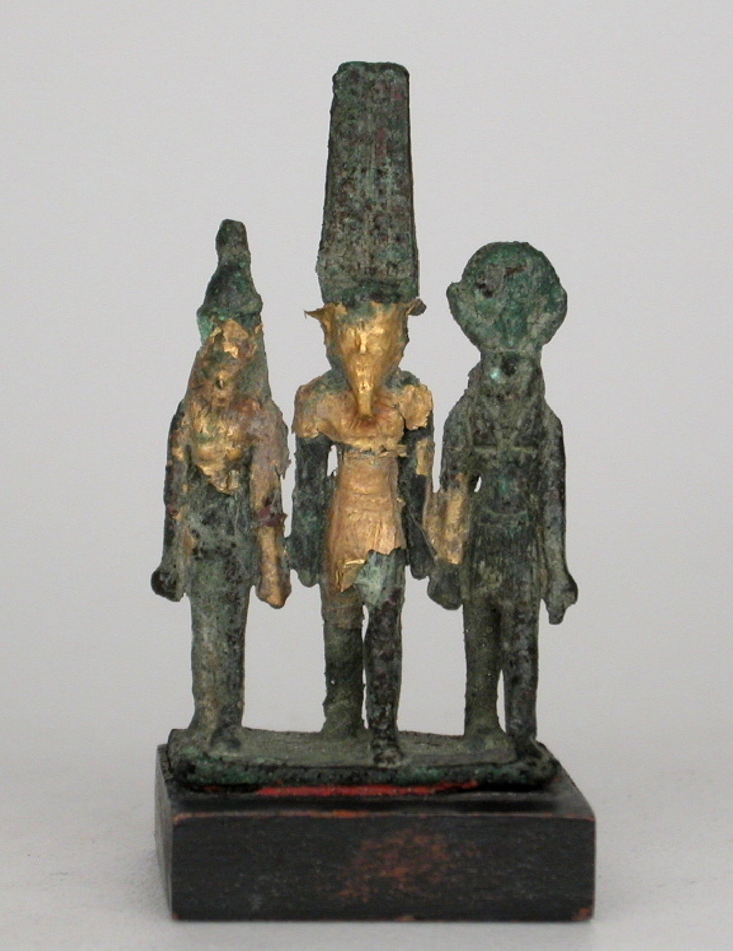 Statuette of the Theban Triad, Amun, Mut, and Khonsu -  Egyptian,  Poster Print Wall Art