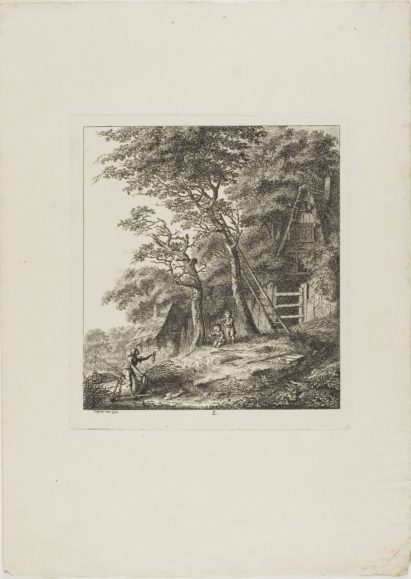 Fishermen with Children, plate two from Paysages Dédiés à M. Warelet -  Salomon Gessner,  Poster Print Wall Art