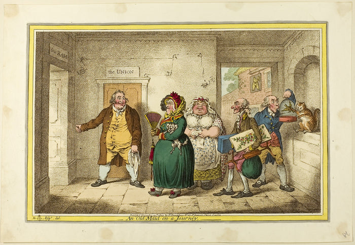 An Old Maid on a Journey: James Gillray (English, 1756-1815),16x12