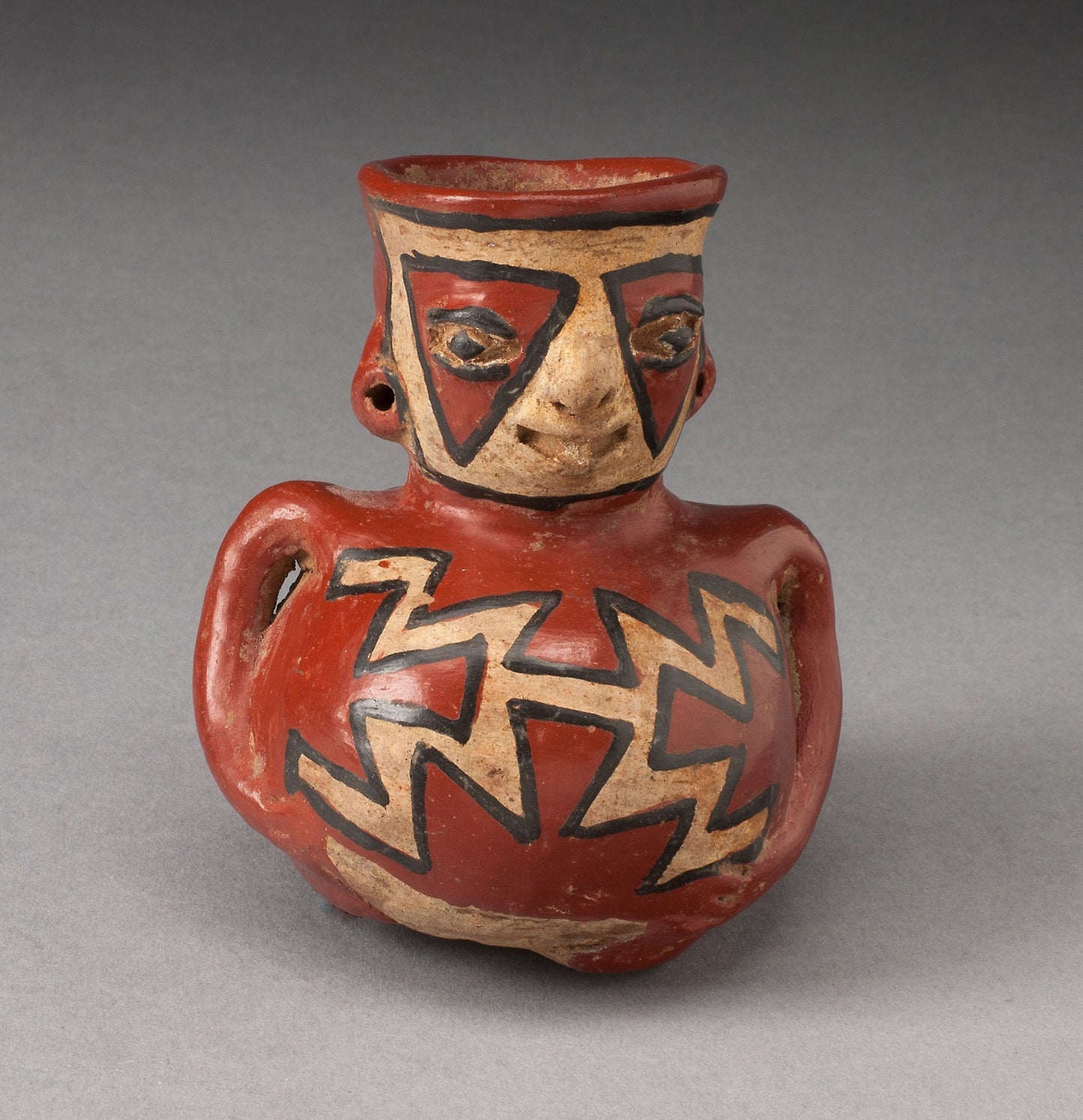 Vessel in the Form of a Figure with Geometric Face and Body Paint -  Chupícuaro,  Poster Print Wall Art