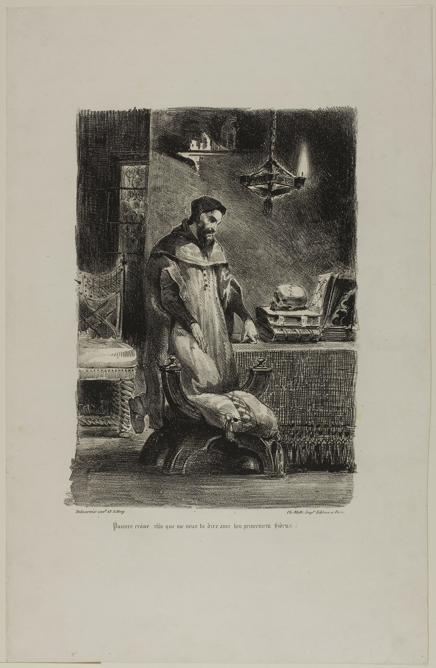 Faust in His Study, from Faust -  Eugène Delacroix,  Poster Print Wall Art