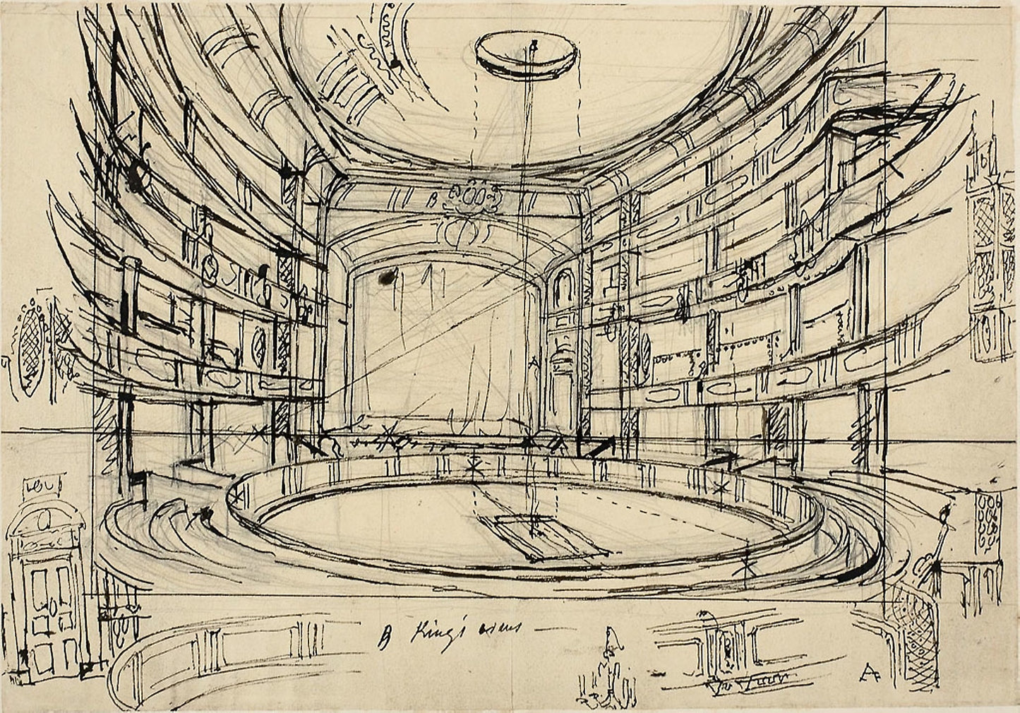 Study for King's Circus -  Augustus Charles Pugin,  Poster Print Wall Art