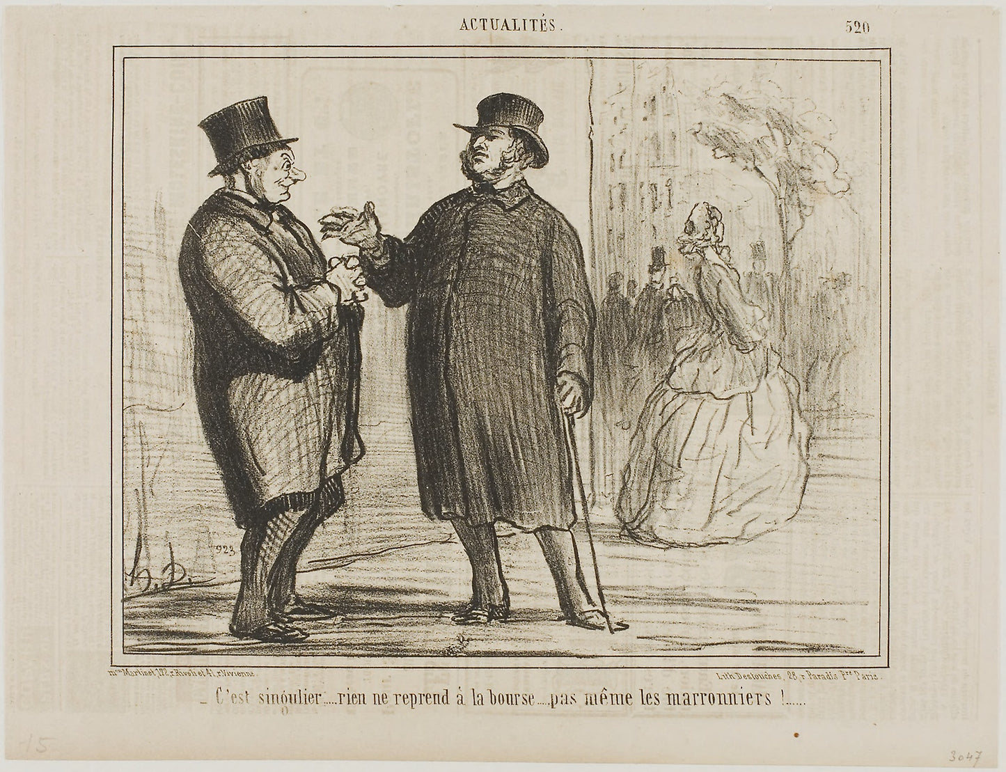 It’s strange -  nothing is picking up at the stock exchange, not even the chestnut trees! -  Honoré Victorin Daumier,  Poster Print Wall Art