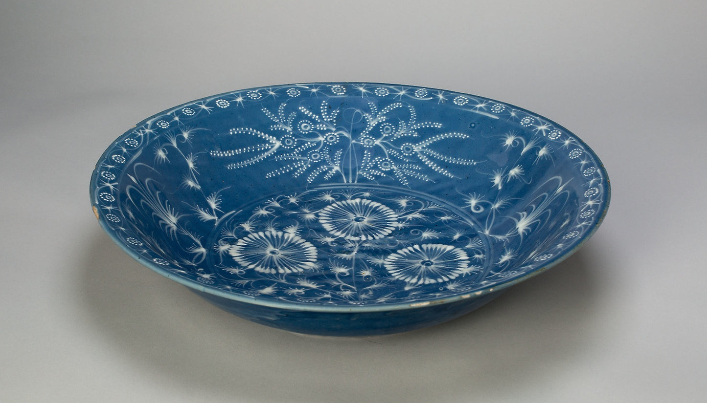 Dish with Chrysanthemums and Stylized Floral Scrolls -  China,  Poster Print Wall Art