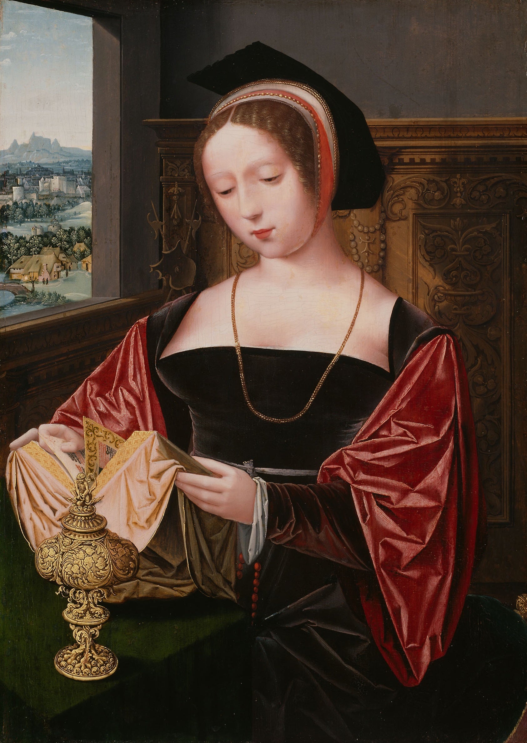 A Lady Reading (Saint Mary Magdalene): Master of the Female Half-Lengths,16x12"(A3) Poster