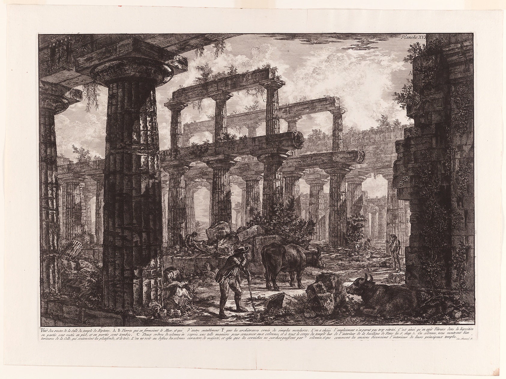 View of the Remains of the Cella of the Temple of Neptune, from Different views of Paestum: Giovanni Battista Piranesi,16x12"(A3) Poster