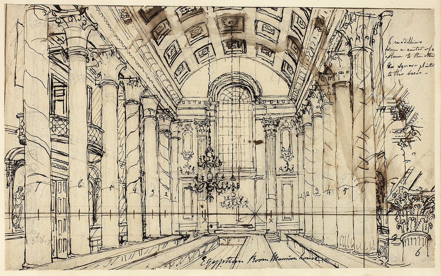 Study for Egyptian Hall Mansion House, from Microcosm of London -  Augustus Charles Pugin,  Poster Print Wall Art