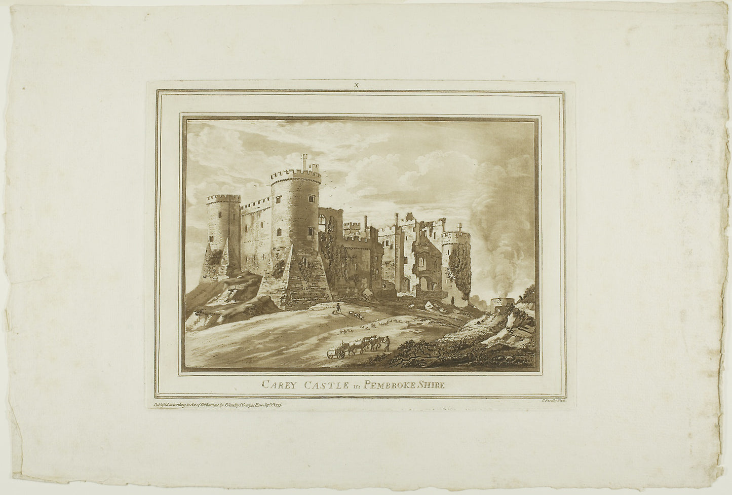 Carey Castle in Pembroke Shire, from Twelve Views in Aquatinta from Drawings taken on the Spot in South Wales -  Paul Sandby,  Poster Print Wall Art