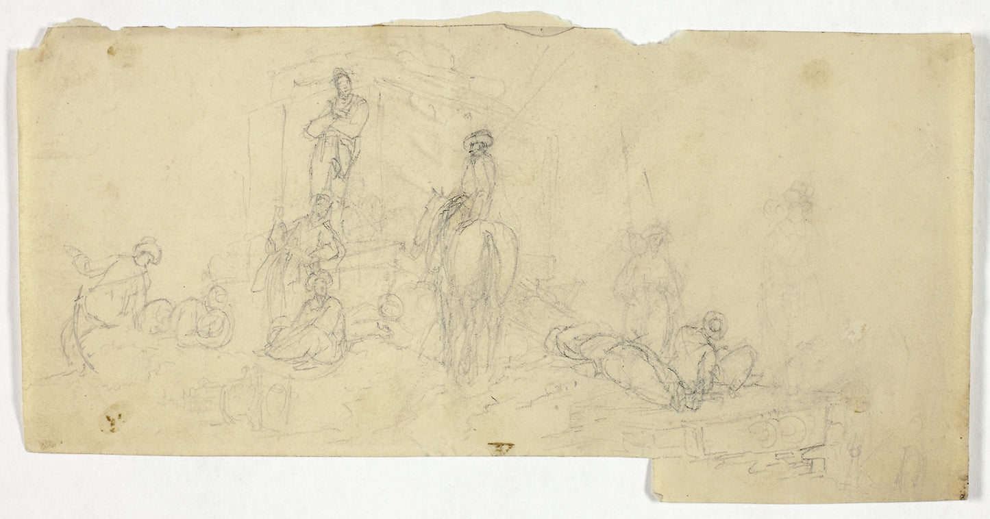 Group of Peasants with Man on Horse -  William Henry Pyne,  Poster Print Wall Art