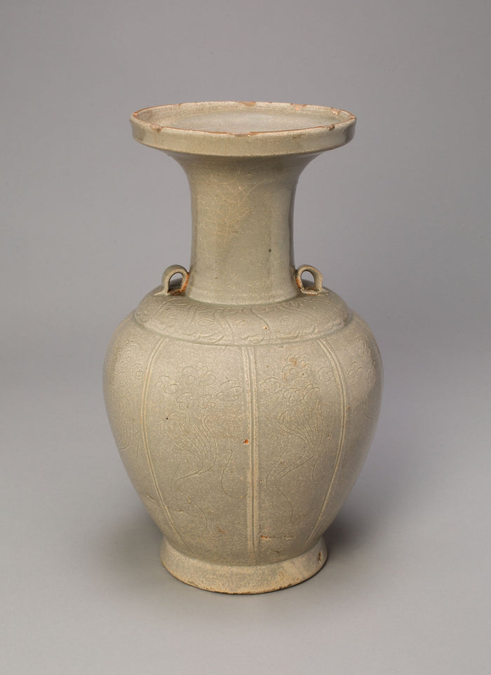 Trumpet-Mouthed Bottle with Abstract Floral Designs: China,16x12