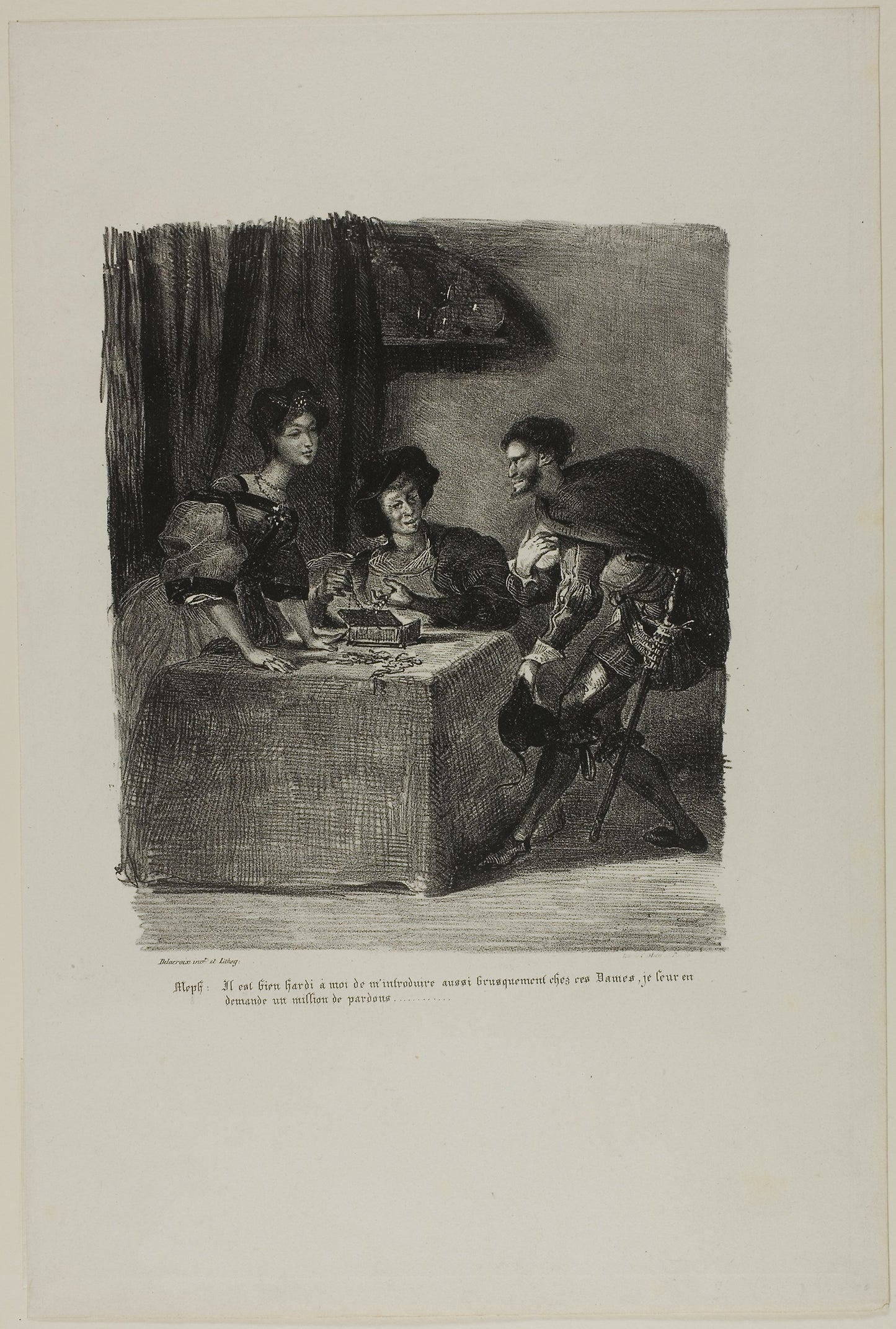Mephistopheles Visits Martha, from Faust -  Eugène Delacroix,  Poster Print Wall Art
