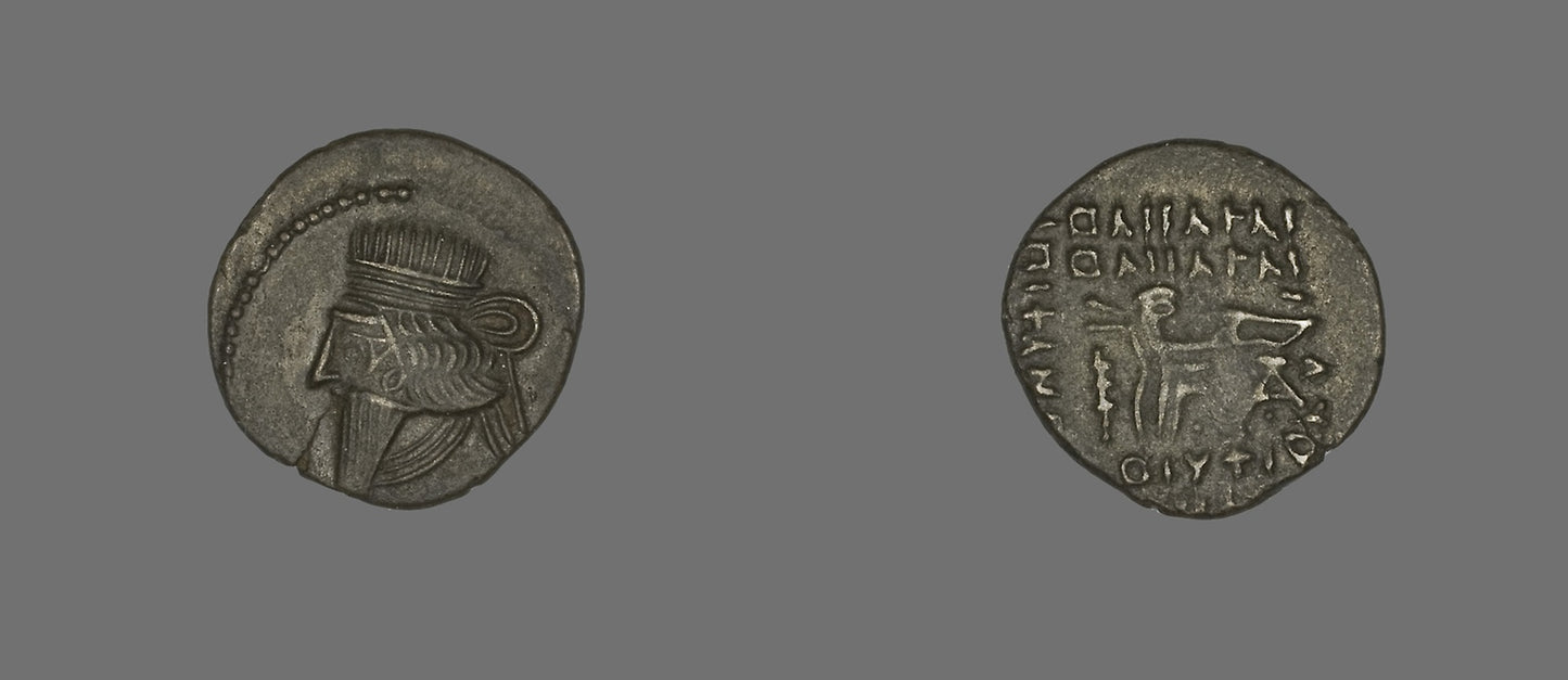 Drachm (Coin) Portraying King Mithradates IV -  Persian; Parthia,  Poster Print Wall Art