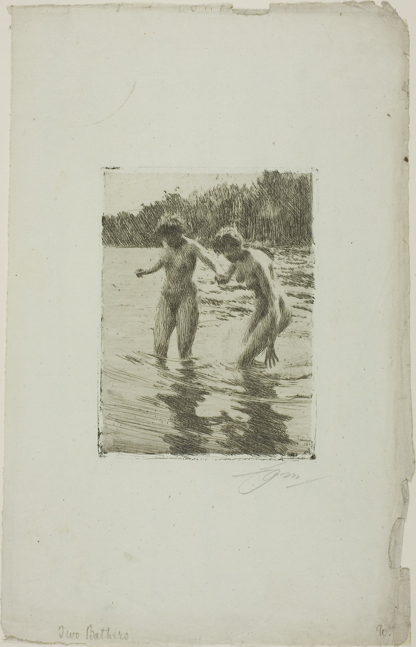 Two Bathers -  Anders Zorn,  Poster Print Wall Art