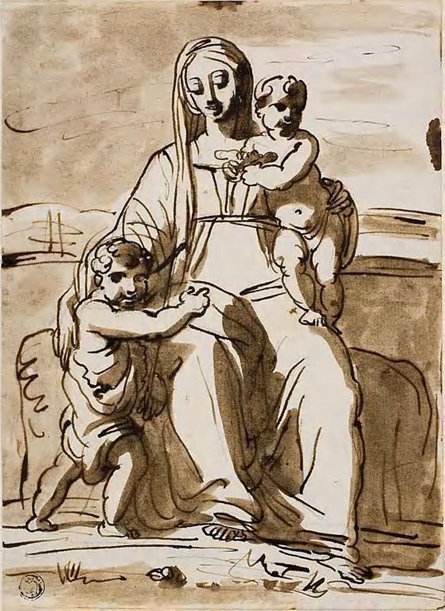 Madonna and Child with Saint John -  Attributed to Fortunato Duranti (Italian, 1787-1863),  Poster Print Wall Art