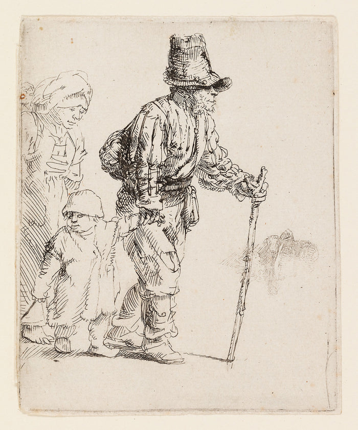 Peasant Family on the Tramp: Rembrandt van Rijn,16x12