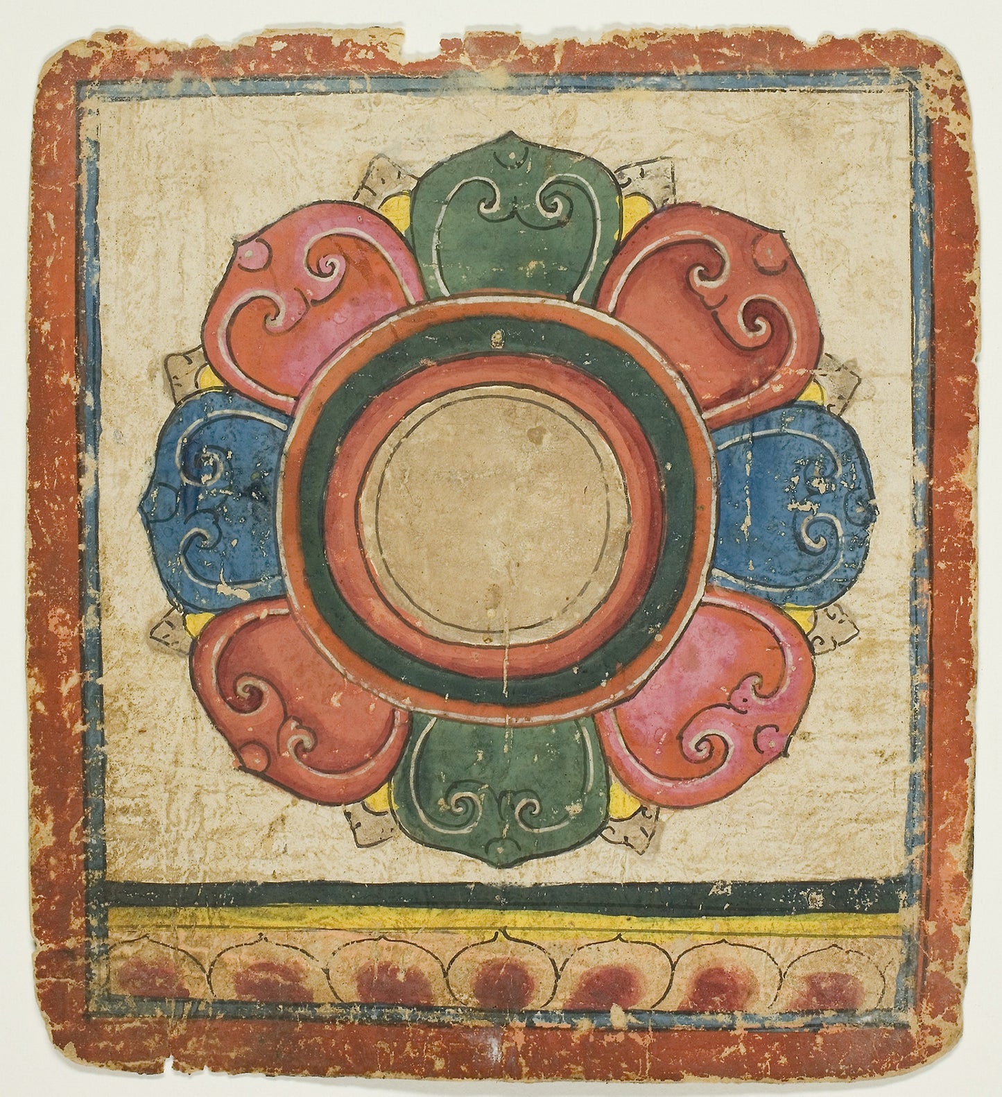 Lotus from a Set of Initiation Cards (Tsakali) -  Southern Tibet,  Poster Print Wall Art